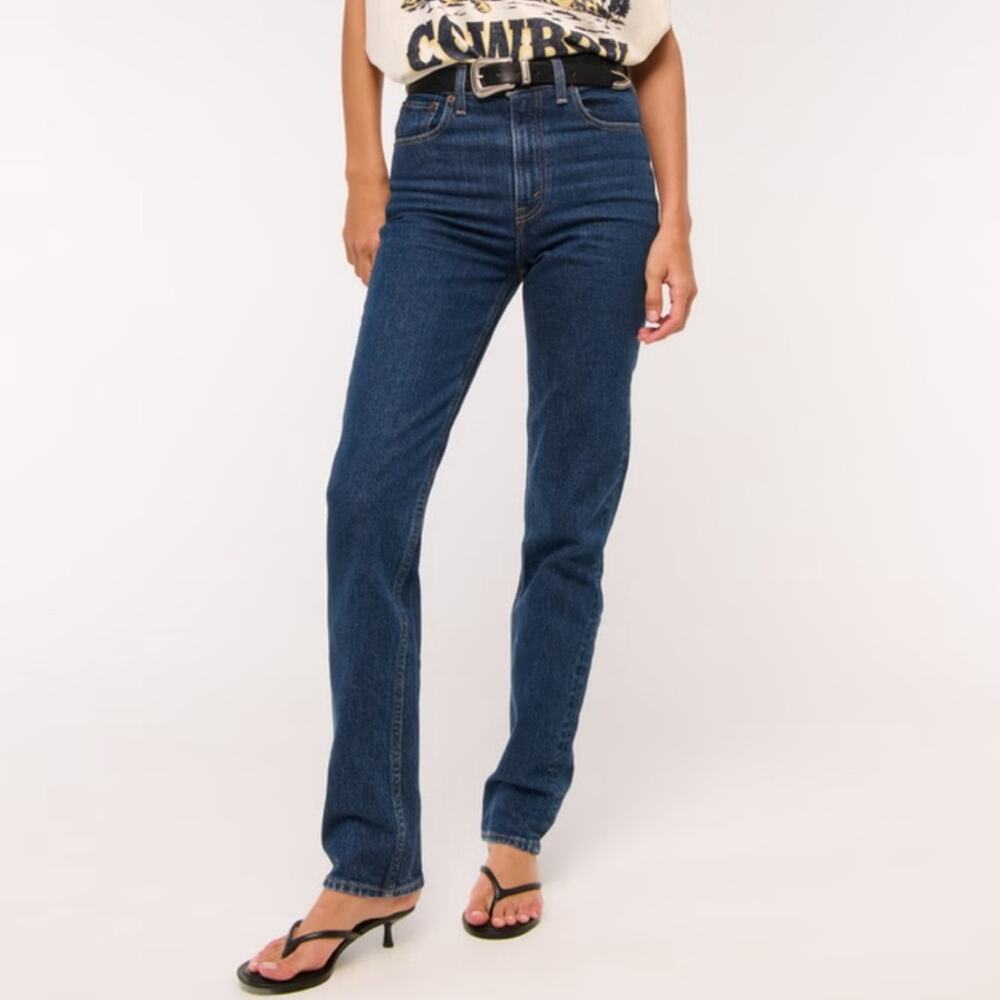 Abercrombie Dark Wash 90’s Straight Ultra High Rise Jeans